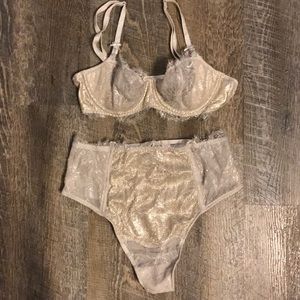 VS Secret white sparkly bra and underwear set